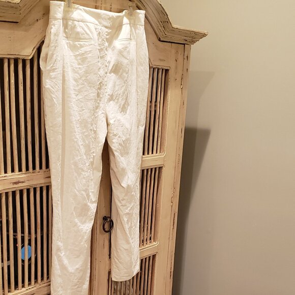 Calvin Klein White Lined Linen Blend Crop Pant - Picture 9 of 13